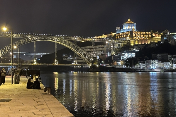 Porto and its iconic bridge at night