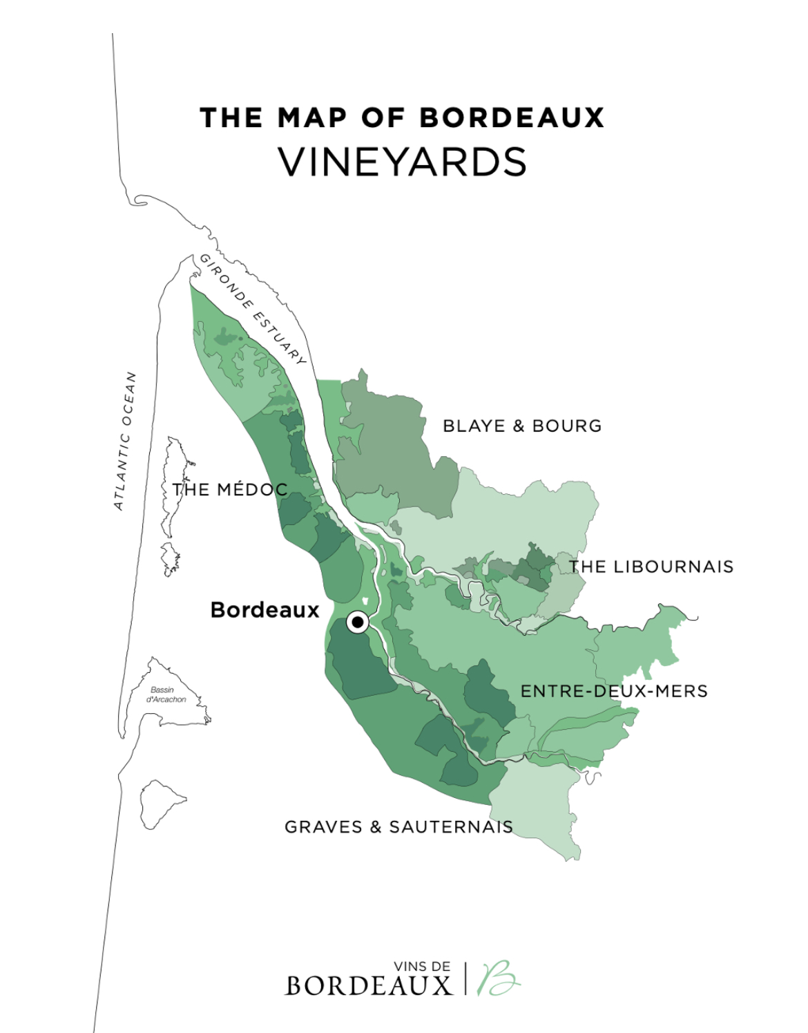 Map of the vineyards of Bordeaux